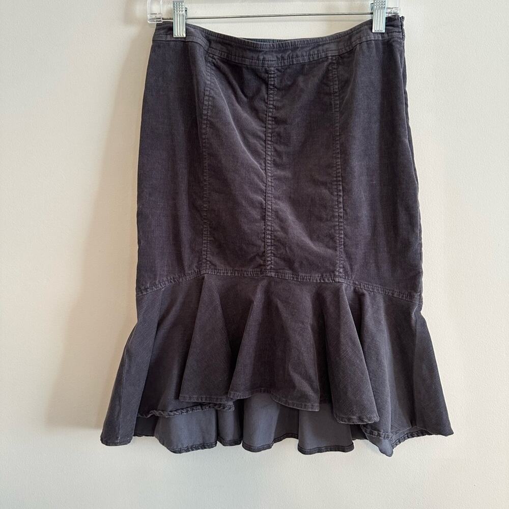 Pilcro and the Letterpress Skirt Womens 6 Gray Corduroy Trumpet Peplum Anthro